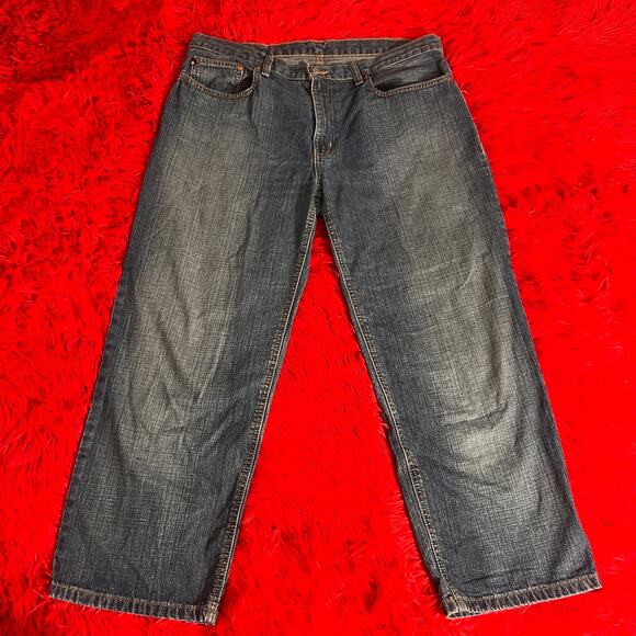 Vintage Mens Y2k 2000s Ralph Lauren Streetwear Dark Denim Straight Leg Jeans 14 - Picture 2 of 4
